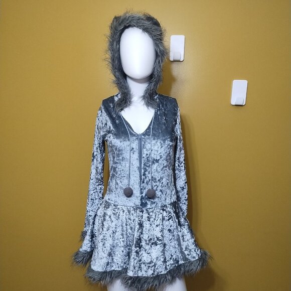 Dreamgirl Velvet Gray Fox Costume Mini Dress S Cosplay - Picture 1 of 7